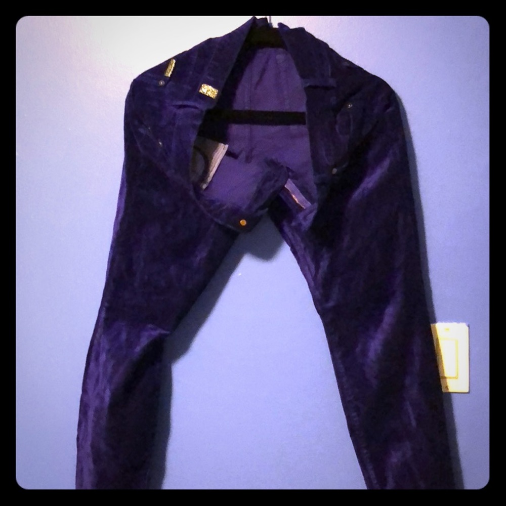 Barely worn 7 for all mankind purple velvet jeans
